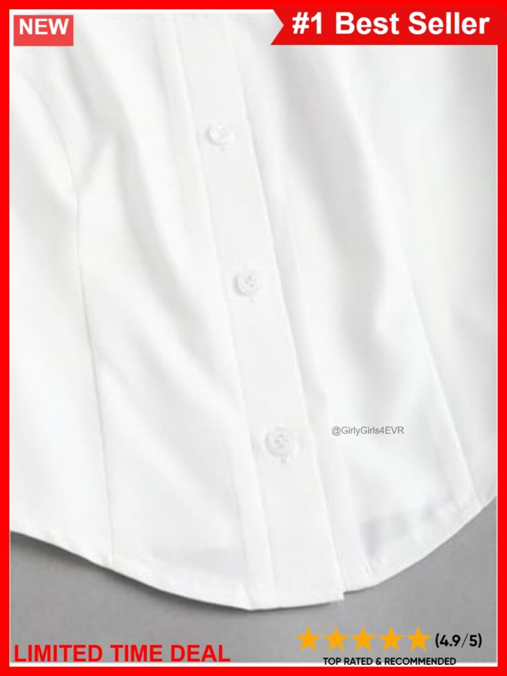 Puff Sleeve Button Down Collar Crop Blouse Business Casual Top - Picture 3 of 4